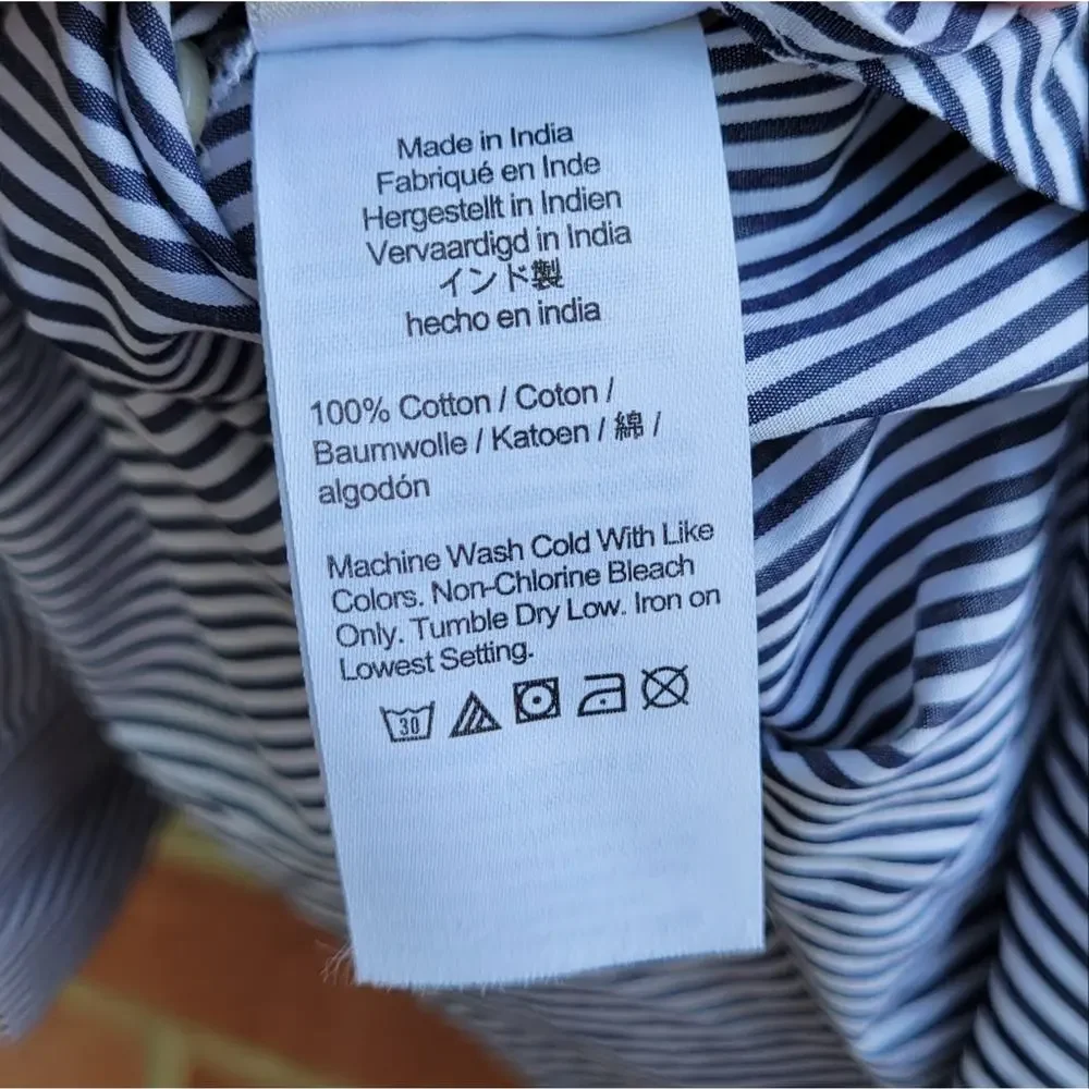 J. Crew Blue and White Striped Button-Down Top with Peter Pan Collar - Picture 7 of 7